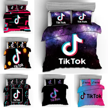 

Fashion 3D Tiktok cartoon digital printing 2/3pc quilt cover pillowcase double bed set sheet cover quilt bedding Christmas