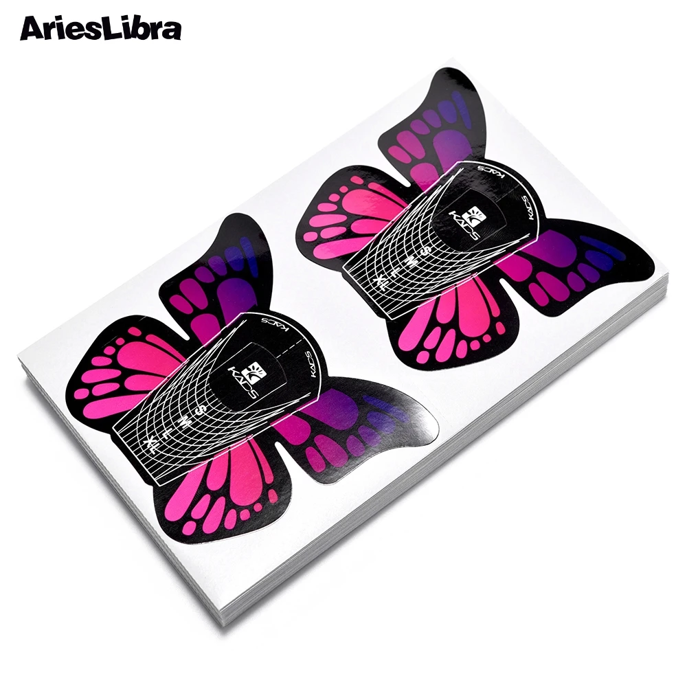 

AriesLibra 100pcs Butterfly Nail Forms Nail Tools Nail Sculpting Extension Gel Forms Sticker Nail Forms UV Gel Acrylic French