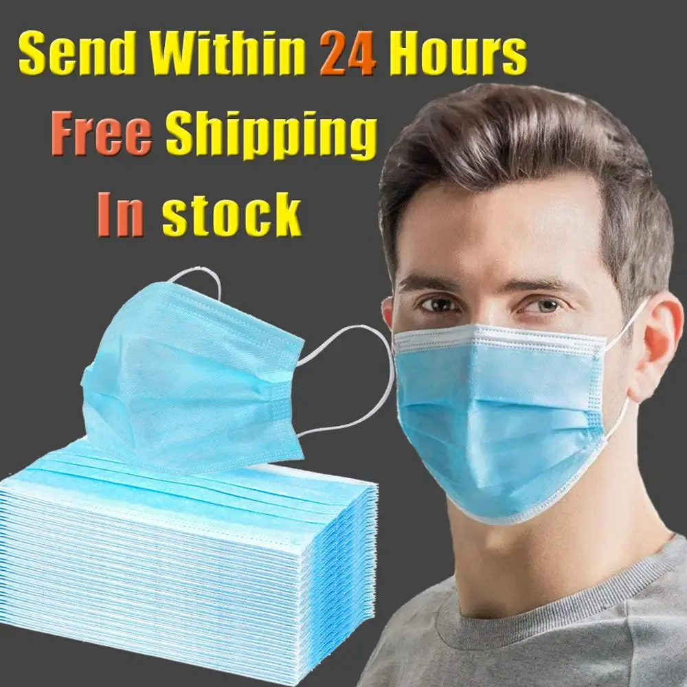 

50pcs Nonwove 3 Layer Mask Disposable Mask Anti-Dust Mask Earloop Masks Anti-dust Safe