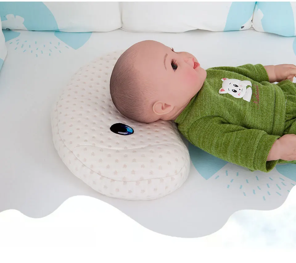 Head Protection Cushion Pillow Newborn Baby Kids Latex Pillows Dog Embroidered Cotton Infant Crib Pillow Sleep Positioner