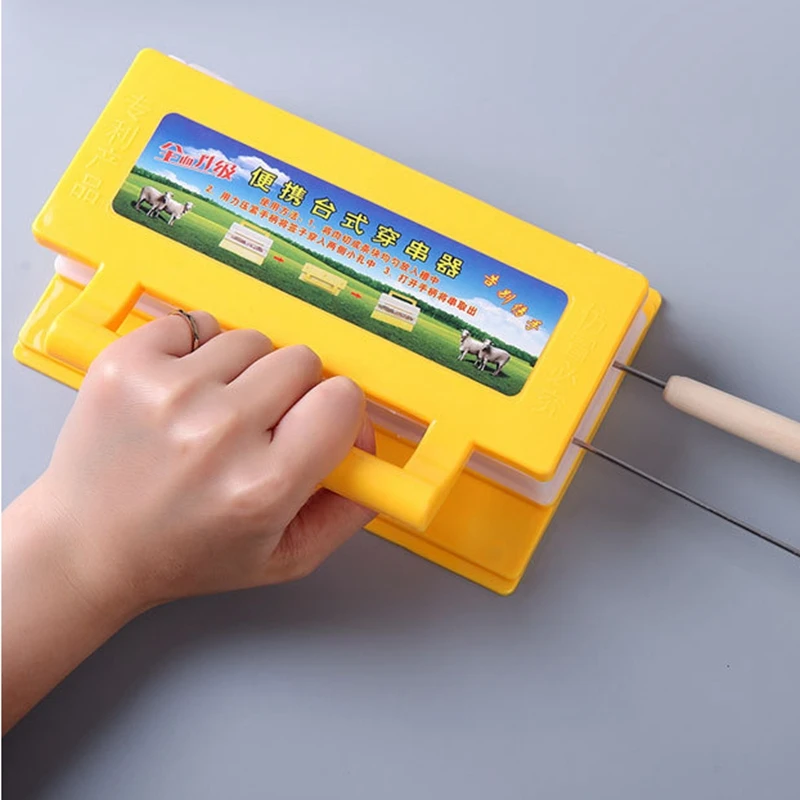 Barbecue Skewers Double Row BBQ Meat Skewer Machine Multifunctional Reusable Plastic BBQ Skewer Maker Kebab Tool Kitchen Accessories Camping