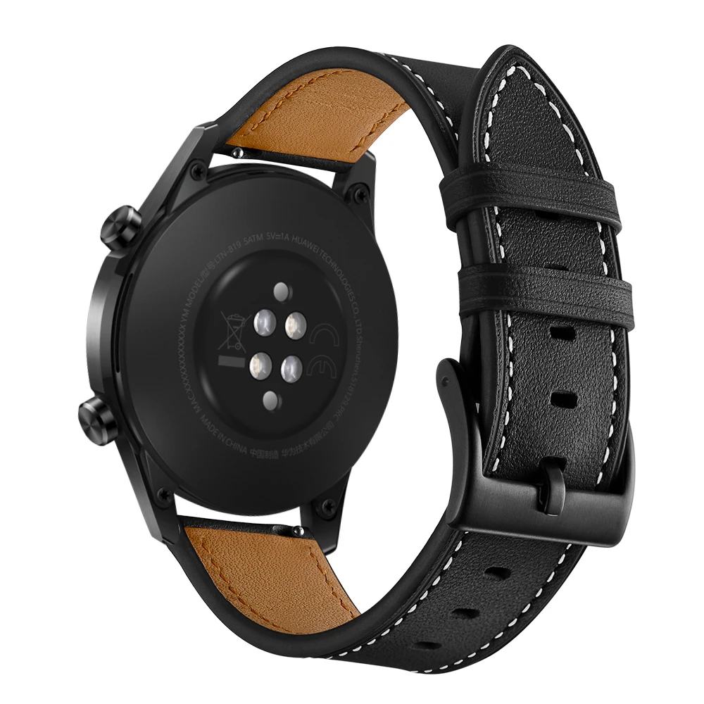 Ремешок из натуральной кожи для huawei GT 1 2 42 мм 46 мм/huawei watch 2 pro huami amazfit 1 2 GTR 47 мм Ремешки для наручных часов