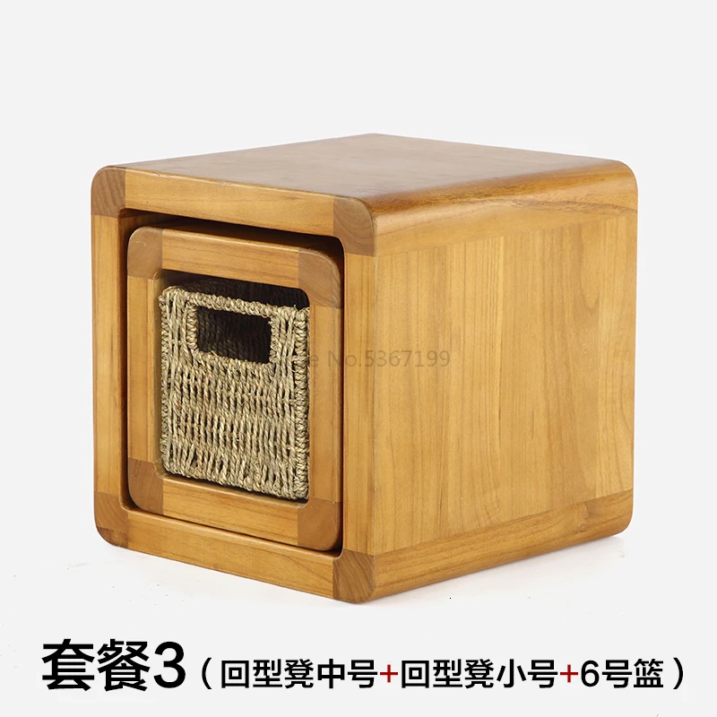 Folk Art Japanese Home Creative Solid Wood Small Stool Coffee Table Round Stool Change Shoe Bench Children Bench Chair - Цвет: Многоцветный