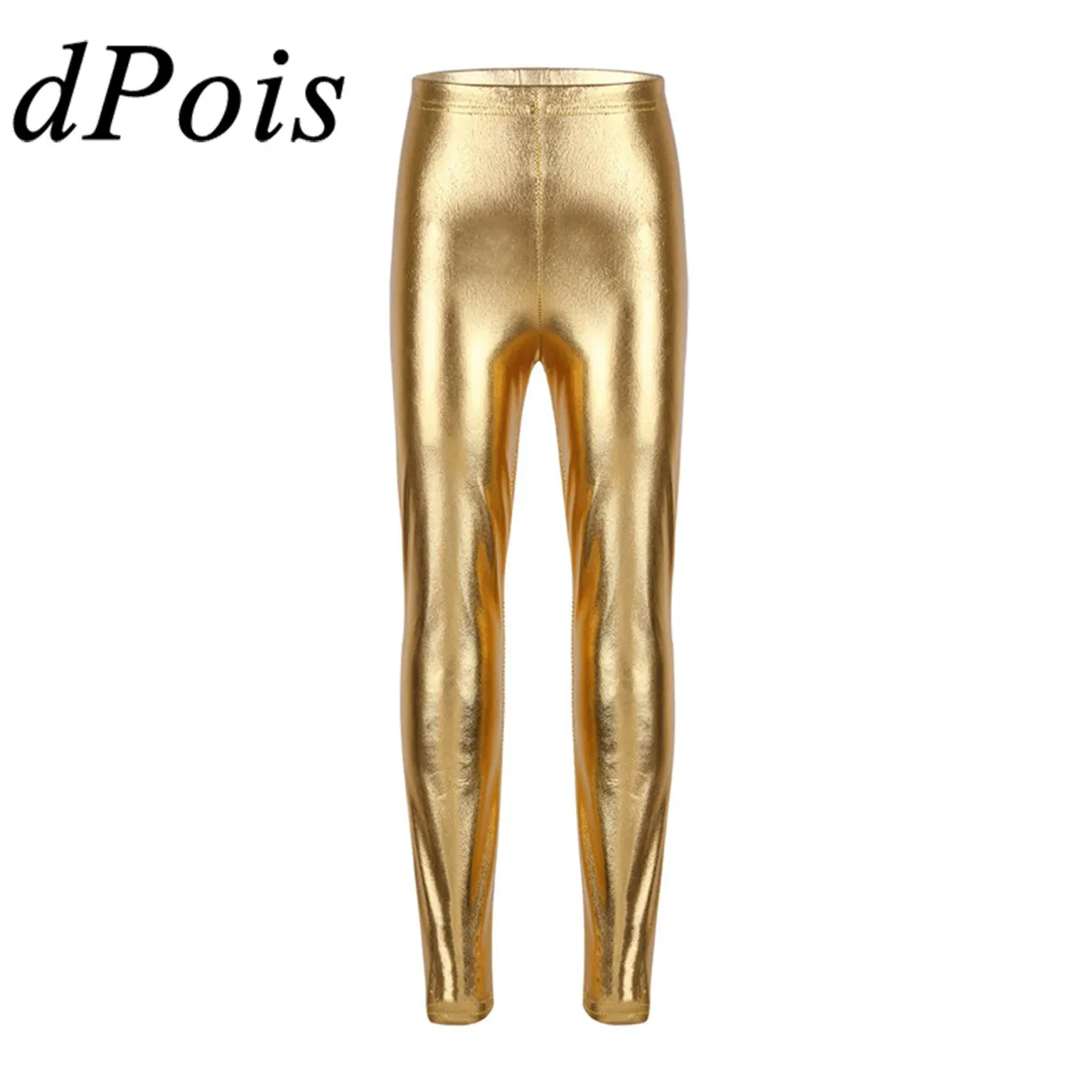 

Fashion Kids Girls Solid Skinny Pants Leggings Stage Performances Costumes Jazz Dance Gymnastic Legging Shiny Metallic Trousers