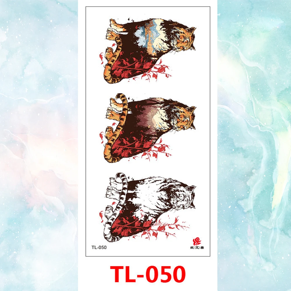 Красочные акварельные животные печати олень птица временные фальшивые татуировки Стикеры для женщин Прохладный Тигр Волк боди-арт водонепроницаемый татуировка на руку - Цвет: TL-050