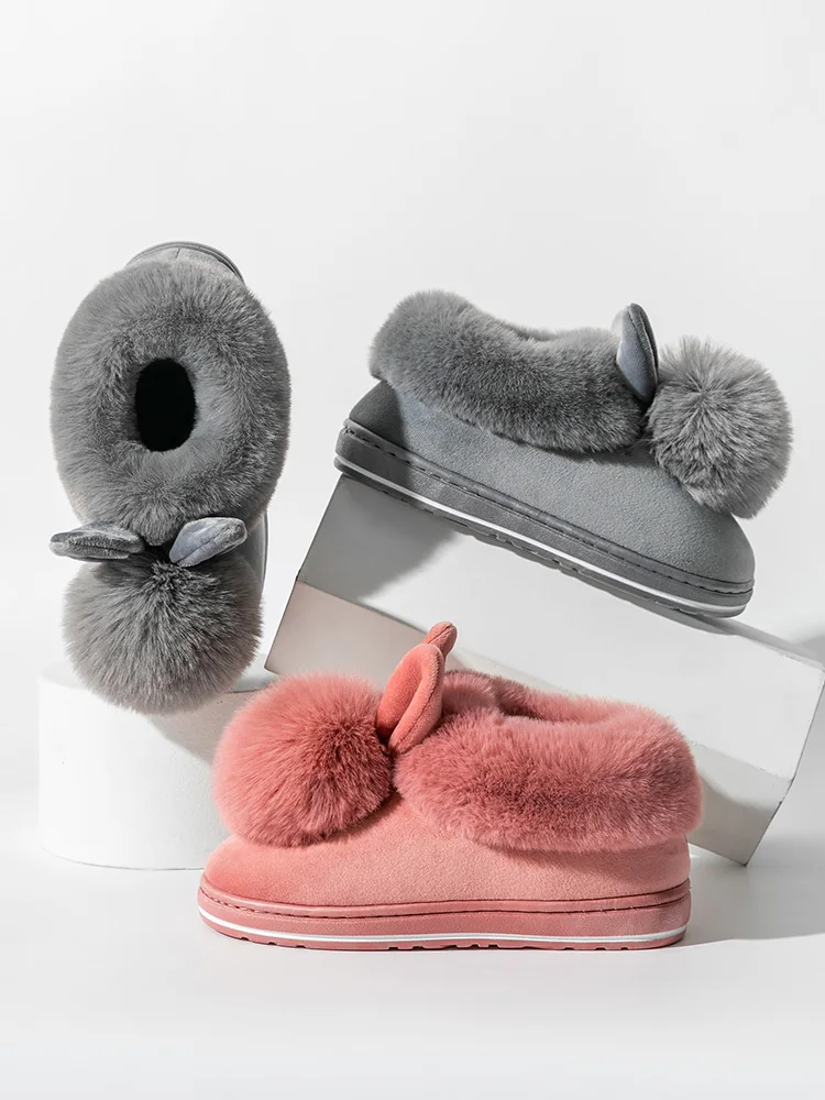 Pink Flock Warm Cotton Women Boots Cheap Winter Shoes Casual High top Fur Flats Outdoor Hot Women Snow Boots botines mujer 2021