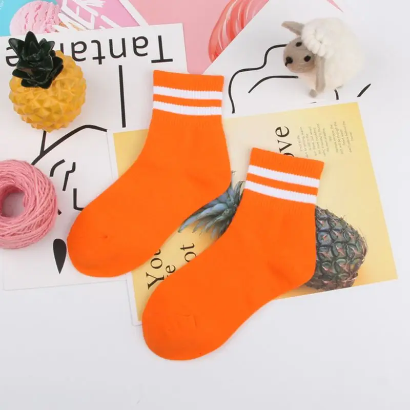 5Pair/Set Adults Soft Cotton Low Cut Ankle Socks Fluorescent Retro Sports Socks