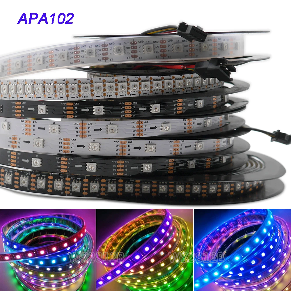 Полноцветная светодиодная лента APA102 1 м/5 м 30/36/60/96/144 led s/m Pixel 5050 IP30/IP67 RGB