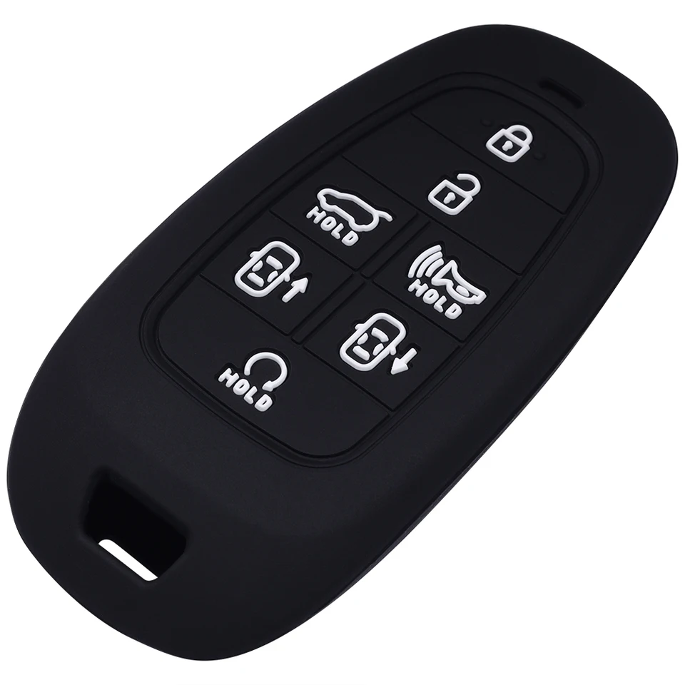 LIGHTKOREA 5 Button Silicone fob Remote Smart Key Case Protector Cover Accessories Compatible with Hyundai Palisade 2020 2021 Pink