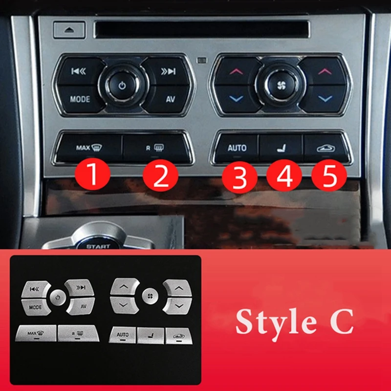 15Pcs Car Central Control Multimedia Button Cover Sticker Air