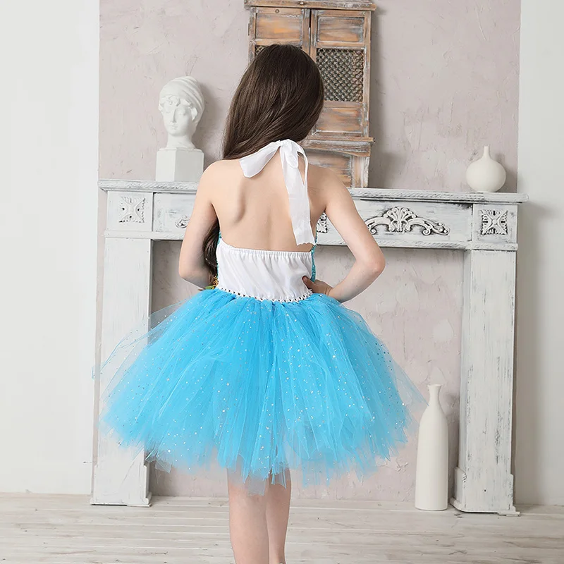 Aladdin Jasmine Girls Tutu Dress Headband Outfit Kids Birthday Party Pageant Sparkly Tulle Fancy Dress Sequins Children Clothes (10)