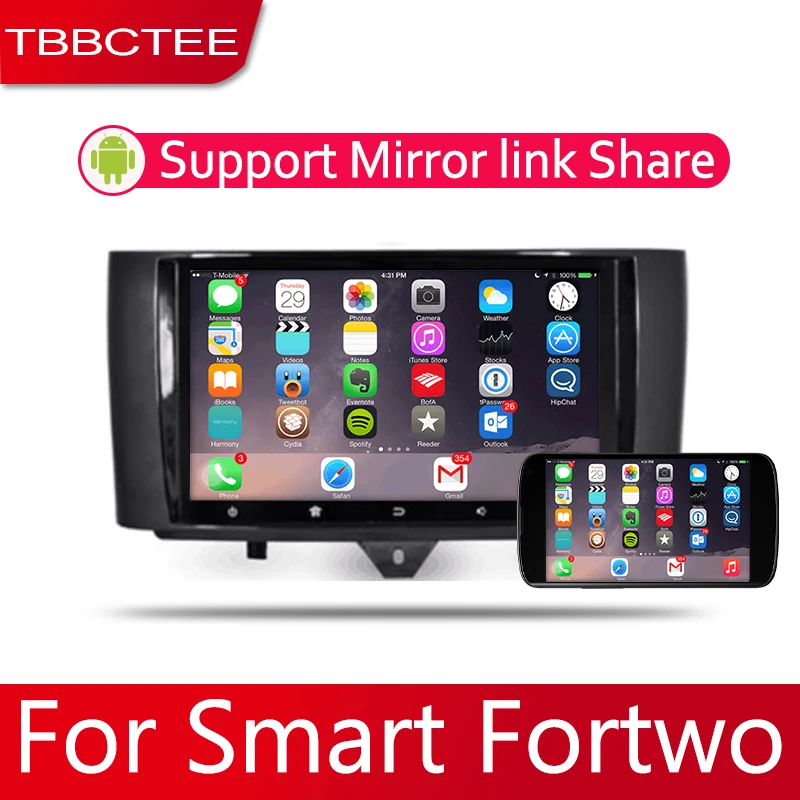 Clearance Android 2 Din Car radio Multimedia Video Player auto Stereo GPS MAP For Smart Fortwo 2012~2015 Media Navi Navigation 4