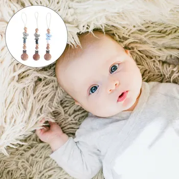 

3pcs Silicone Durable Bear Decor Teeth Chain Clip Pacifier Strap Clip Teeth Soother Pacifier Chain for Newborn Infant