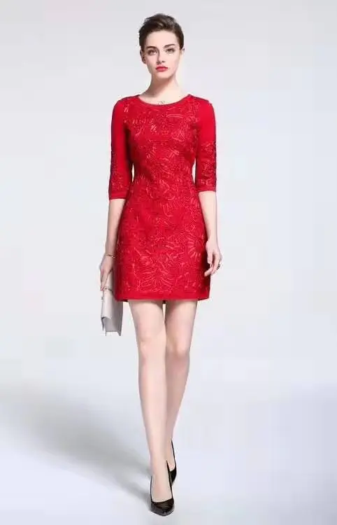 Vestidos De Fiesta, весенние вечерние женские платья с круглым вырезом и аппликацией, с вышивкой, с коротким рукавом, абрикосовое, винно-красное, темно-синее платье-футляр