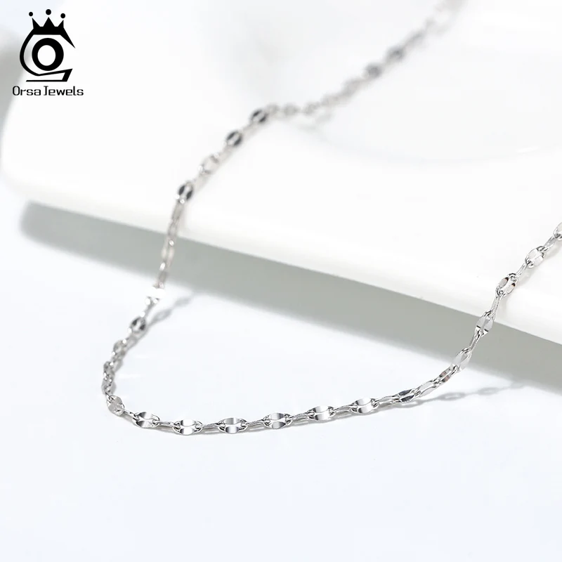 ORSA JEWELS ожерелье из чистого 925 пробы серебра, Женская цепочка в виде змеи, женское ожерелье, Простые Модные ювелирные изделия, подходящие аксессуары SC26