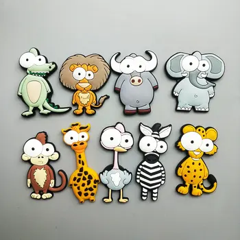 

high quality Creative PVC big eyes animal lion monkey fridge magnet stickers Children's early education refrigerator magnet