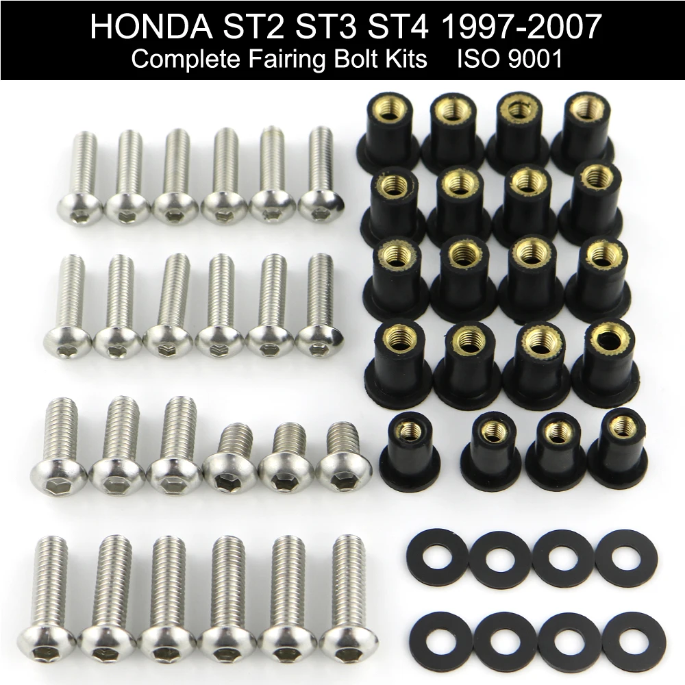 

For Ducati ST2 ST3 ST4 1997 1998 1999 2001 2002-2007 Complete Full Fairing Bolts Kit Fairing Clips Speed Nut Stainless Steel