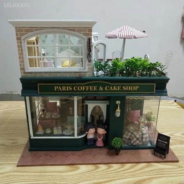 Diy Paris Coffee & Cake Shop Large Doll House Handmade Craft