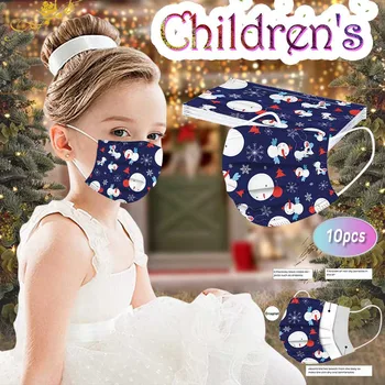 

10/20/50/100pcs Children Face Mask Christmas Disposable Face Mask Kids Santa Claus Print Non Woven Mouth Caps Mascarillas#YL5