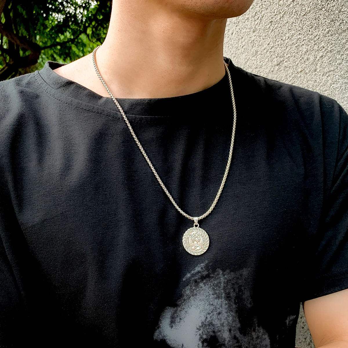 Ingesight.z Men Punk Portrait Carved 