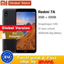 Xiaomi Redmi 7A с глобальной версией, 2 Гб ОЗУ, 32 Гб ПЗУ, Восьмиядерный мобильный телефон Snapdargon 439, 5,45 дюйма, камера 13 МП, аккумулятор 4000 мАч