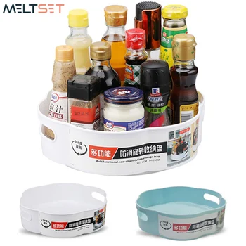 

Rotating Storage Tray Multifunctional Storage Box for Kitchen Bathroom Organizer Non-Slip Storage Plate Snack Cosmetic Container