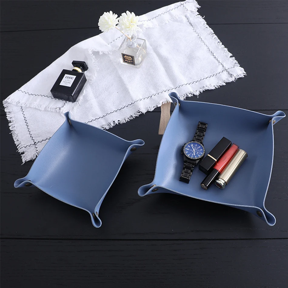 Trays Leather Personalized Desk Organizer Desktop Storage Box for Jewlery Key Cosmetics Glasses Headphone Wallet Office Home Use