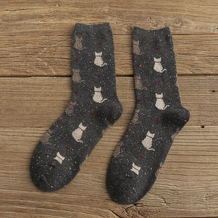 MISSZUING/теплые женские Носки с рисунком кота; шерстяные носки для женщин и девочек; зимние носки - Цвет: 4