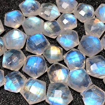 

one piece AA loose beads white blue rainbow moonstone SQUARE faceted 9-10mm for DIY jewelry making FPPJ wholesalenature
