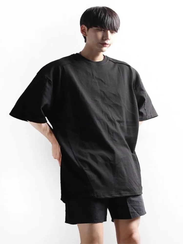 

Men's Short Sleeve T-Shirt Summer New Personality Back Wave Design Korean Casual Versatile Size Half Sleeve