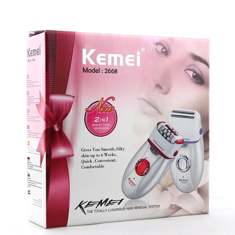 Kemei 2 в 1 Эпилятор электробритва Defeatherer депилятор перезаряжаемый KM-2668 для удаления волос женское тело лицо подмышек