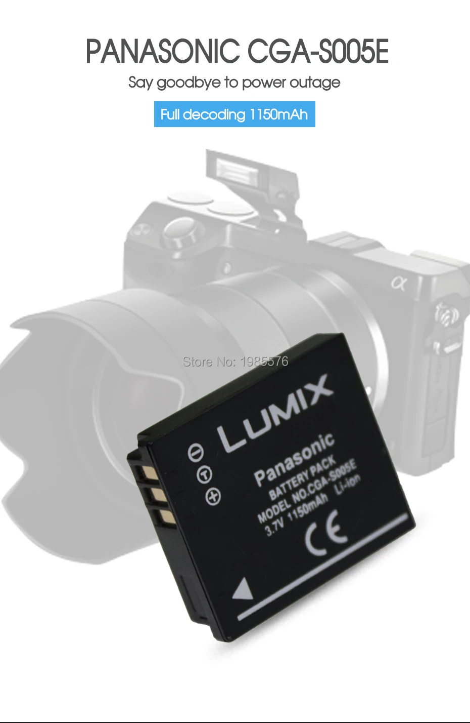 1 шт. 3,7 V 1150 мА/ч, Panasonic CGA-S005E DMW-BCC12 CGA-S005 Камера Батарея DMC-LX1 DMC-LX2 DMC-LX3 с DE-A12 зарядное устройство