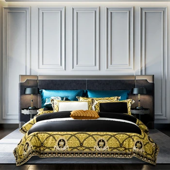 

Royal Palace 1400TC Egyptian Cotton Queen King Bedding Set High end Bed Cover Bedsheet Duvet Cover Parure De Lit