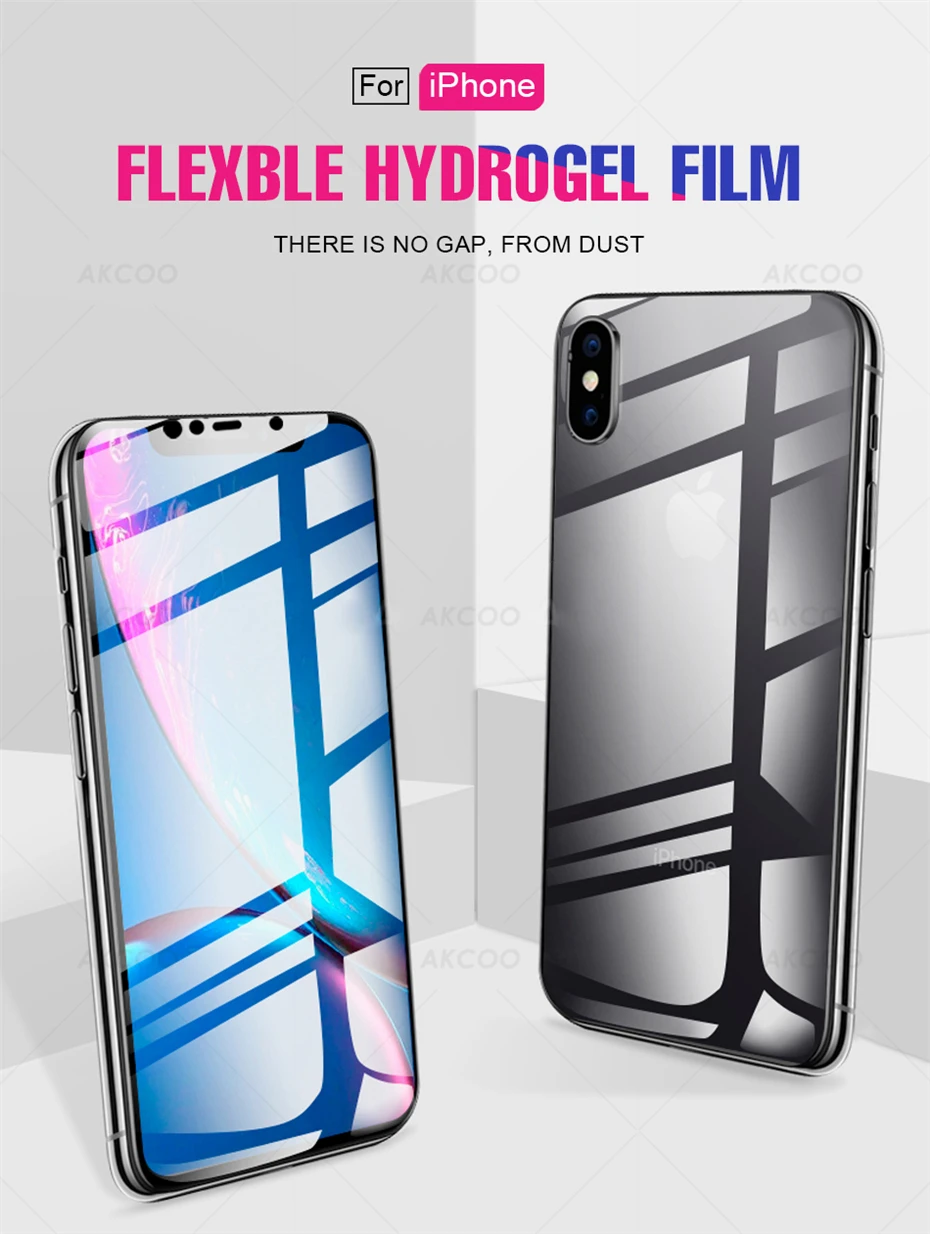 3 шт. Akcoo 50D Гидрогелевая пленка для iPhone 11 Pro защита экрана простая в установке для iPhone 6S 7 8 Plus XR XS Max пленка для экрана