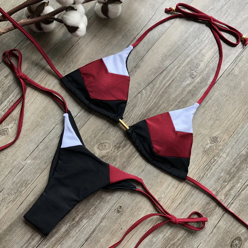 VERTVIE Sexy Tankini Women Bikini Set Stamp Sport Swimwear Push-Up Padded Swimsuit Two Piece Patchwork Biquinis Female Beachwear VERTVIE Sexy Tankini Women Bikini Set Stamp Sport Swimwear Push-Up Padded Swimsuit Two Piece Patchwork Biquinis Female Beachwear