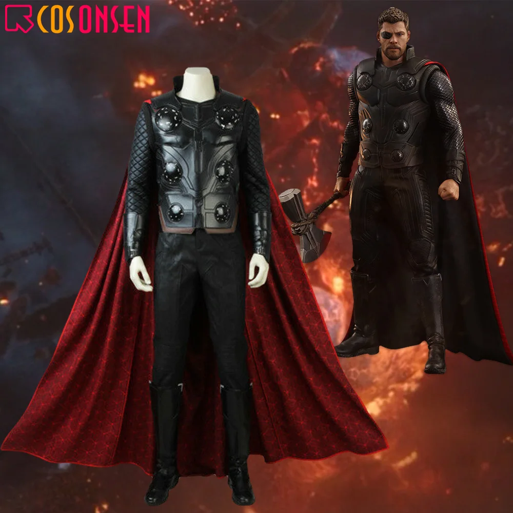 

Avengers Infinity War Thor Cosplay Costume Halloween Superhero Avengers Thor Outfit Black Armor Adult Vest COSPLAYONSEN