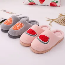 Мужские тапочки из флока с фруктами; домашние мужские хлопковые тапочки для влюбленных; домашние тапочки с мягкой подошвой для влюбленных; Мужская обувь; Прямая поставка