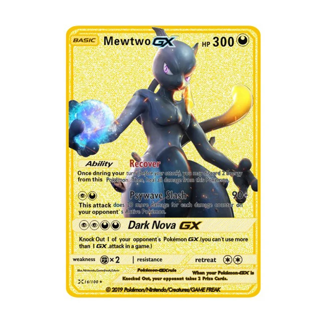 2021 New Pokemon Mewtwo Metal Cards Gold Mew V Pikachu Vmax Trainer Lillie Rosa English Gx Game Collection Card Kids Toys Gifts Game Collection Cards Aliexpress