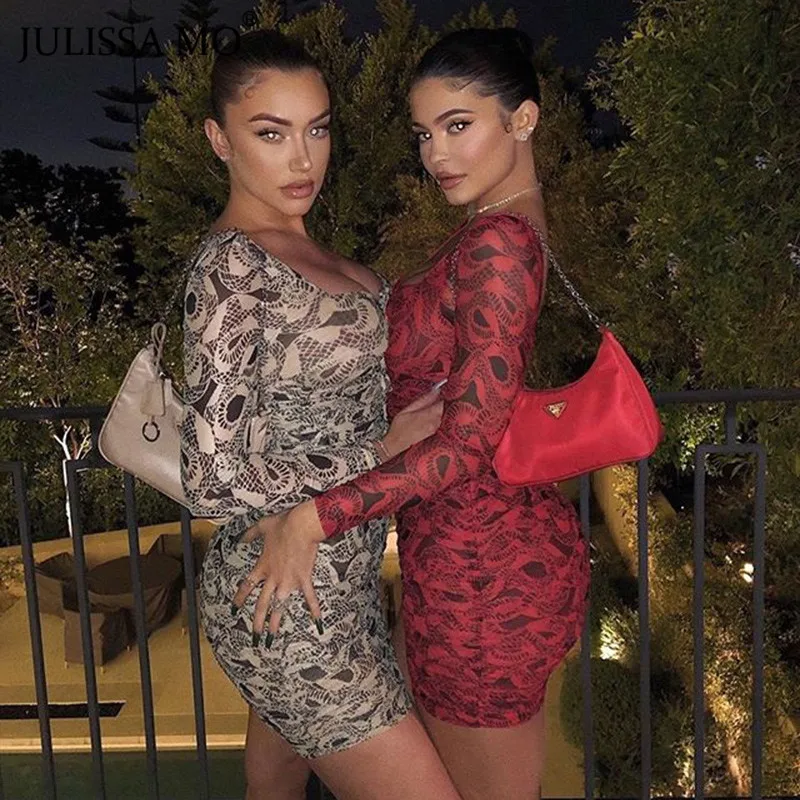 Женское платье в стиле бохо JULISSA MO с принтом и рюшами летнее короткое открытой