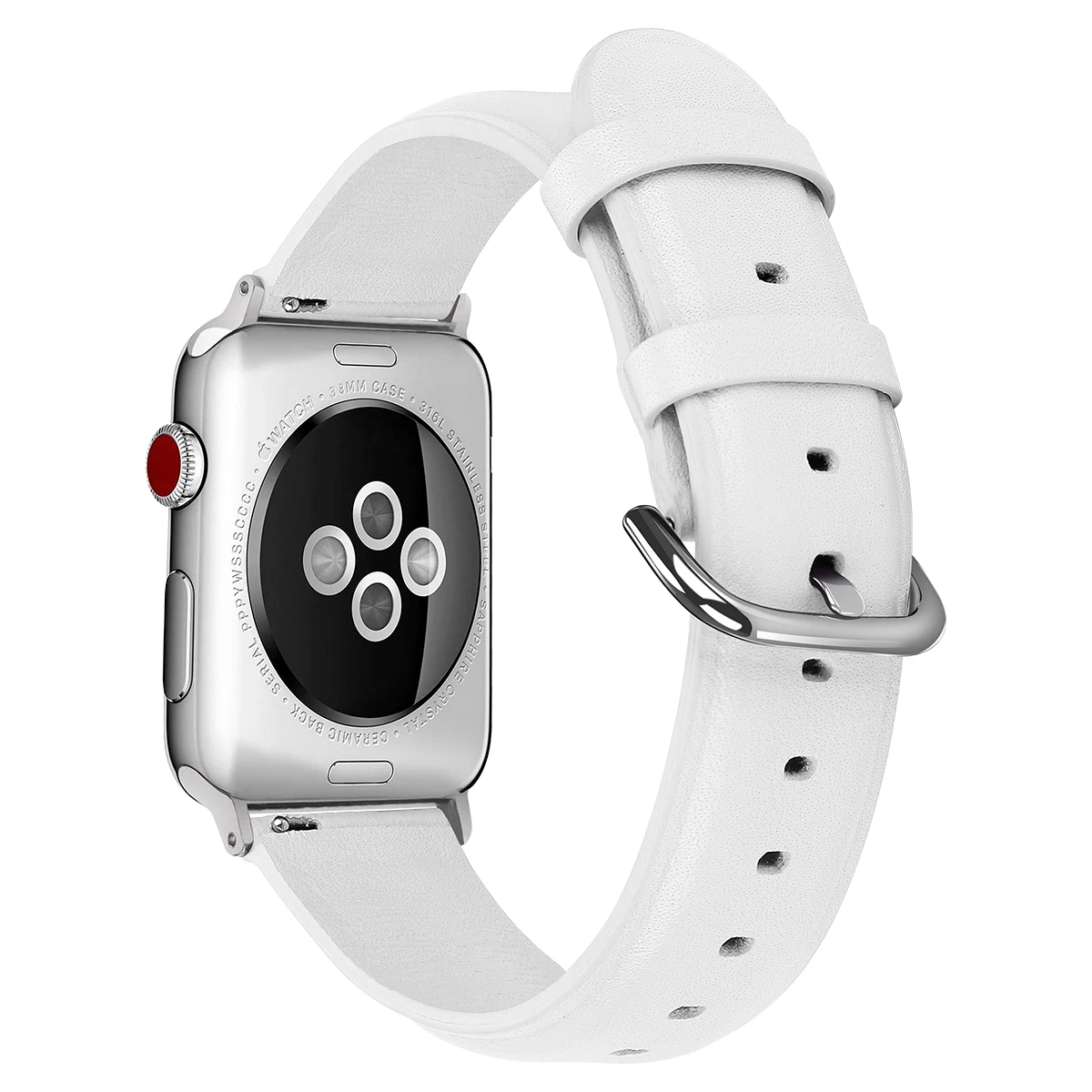 White Ремешок из натуральной кожи для Apple Watch 44 мм 42 мм 40 мм 38 мм для IWatch серии 5 4 3 2 1 браслет ремень ремешок для часов - Цвет ремешка: White