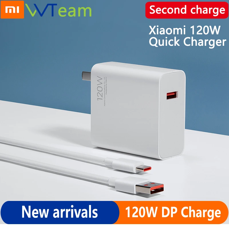 US $54.05 Original Xiaomi Mi 120W Quick Second Charger QC 30 TypeC PD USB Chargers With Cable Portable Fast 20V6A For Mi Laptop Phones