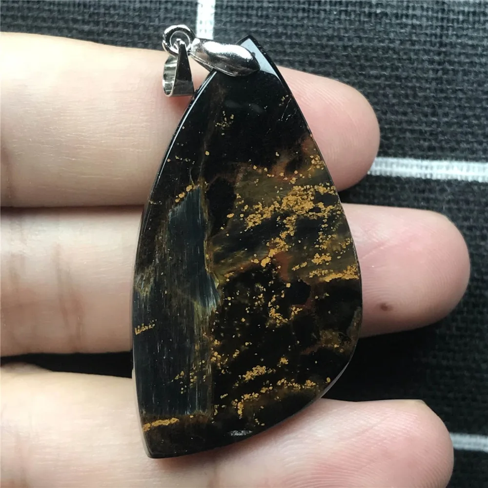 Ожерелье из настоящего природного Pietersite каменные Подвесные Украшения для Для женщин Для мужчин 44x24x9 мм Намибии Хрустальные Бусины, Модный кулон AAAAA