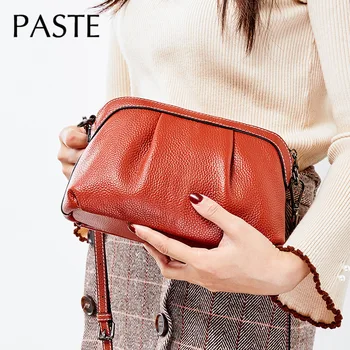 

2020 Brand Design Ruched Cloud Shell Summer Bag Small Cowhide Leather Women's Shoulder Crossbody Bag Daily Pouch Clutch Bag