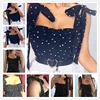 2022 Spring Summer Fashion Lace Up Print Crop Tops Women Strapless Sleeveless Black Cropped T-Shirts Summer Sexy Streetwear Tops ► Photo 2/6