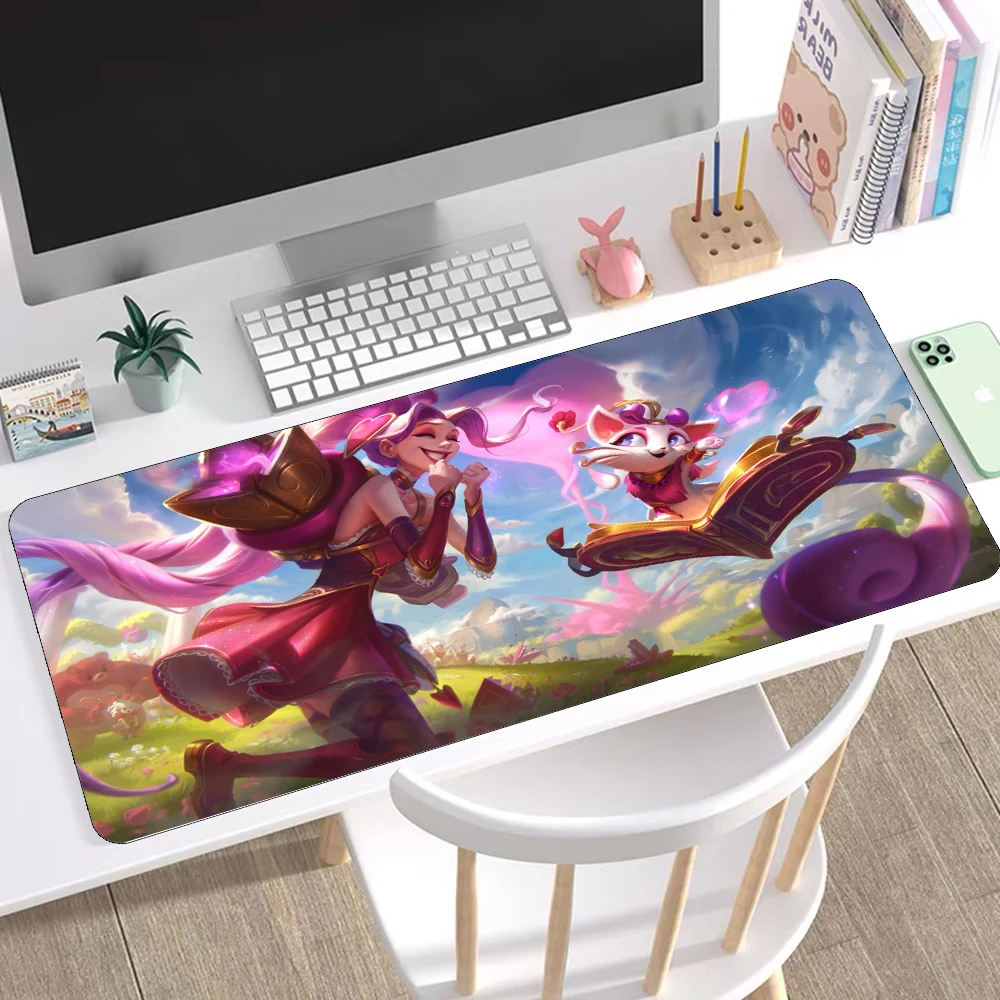 

LOL Sweetheart Loli Jinx Kawaii Anime MousePad Arcane Gamer Accessories Large Mousepad Pink Magic Cat Room Decoration Tablemat