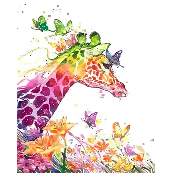 

SELILALI Oil Painting By Numbers Hand Painted Home Decoration Colorful Giraffe Animal Photo By Number Acrylic Paint Draw Canvas