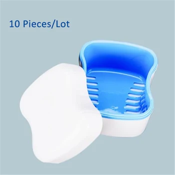 

10 Pieces/Lot Denture Clean Box Case Teeth Storage Box Container Split Type Network Storage Box Full Mouth Denture Box