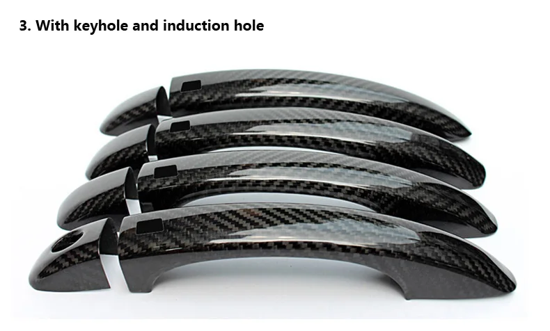 Style 3 Car-styling For Audi Carbon Fiber Auto Door Handle Knob Exterior Trim Covers for Audi Q3 Q5 S3 S4 S5 S6 SQ5 2009 - Color Name: Style 3