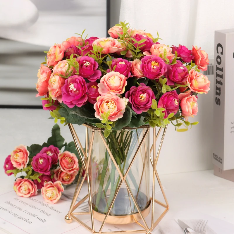 Artificial Flower 9 Head Roses 30 cm Wedding Scene Layout Flowers Living Room Desk Home Decoration Silk | Дом и сад