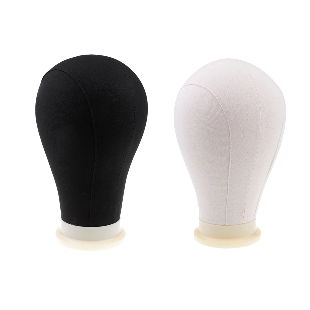 2pcs Canvas Poly Head for Wig Hat Making Display w/ Mount Hole + 20pcs Pins 22” 24”